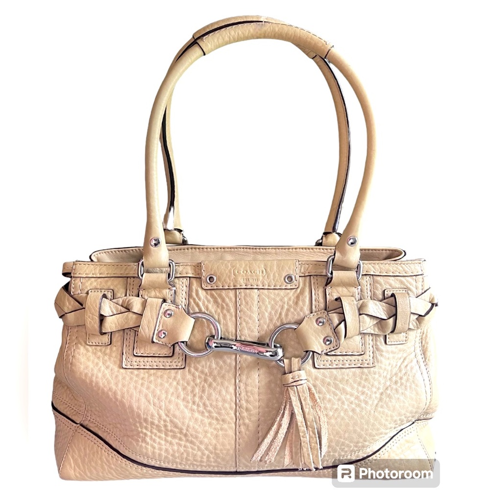 Vintage Coach Hamilton Leather Tote Bag Beige